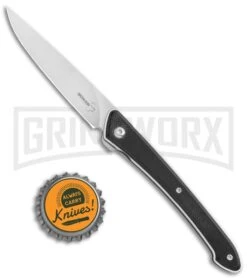Boker Plus Spillo Black G-10 Liner Lock Flipper Knife - Satin Plain -OTF Knives Shop Boker Plus Spillo LL Black G 10 Satin 01BO244 BHQ 111187 jr bottlecap large