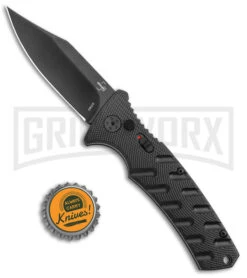 Boker Plus Strike Black Automatic Knife - Black Plain -OTF Knives Shop Boker Plus Strike Bowie Auto Black Black BHQ 125300 jr bottlecap large
