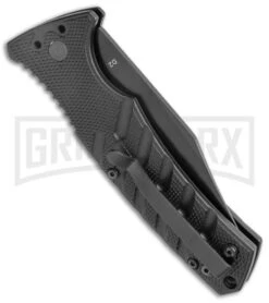 Boker Plus Strike Black Automatic Knife - Black Plain -OTF Knives Shop Boker Plus Strike Bowie Auto Black Black BHQ 125300 jr side large