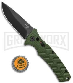 Boker Plus Strike OD Green Automatic Knife - Drop Point Black Plain -OTF Knives Shop Boker Plus Strike DP Auto OD Green Black BHQ 97033 jr bottlecap large