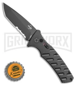Boker Plus Strike Automatic Knife - Tanto Black Serrated -OTF Knives Shop Boker Plus Strike Tanto Automatic Knife 3.25 Black Serr 01BO401N LS Bottlecap large