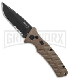 Boker Plus Strike Coyote Brown Automatic Knife - Tanto Black SW Serr