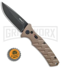 Boker Plus Strike Coyote Brown Automatic Knife - D2 Drop Point Black SW -OTF Knives Shop Boker Plus Strike drop point coyote brown black sw BHQ 67882 er bottlecap jr large