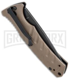 Boker Plus Strike Coyote Brown Automatic Knife - D2 Drop Point Black SW -OTF Knives Shop Boker Plus Strike drop point coyote brown black sw BHQ 67882 er side jr large