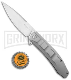 Boker Plus Talpid Stainless Steel Frame Lock Knife - Satin Plain -OTF Knives Shop Boker Plus Talpid FL SS Satin 01BO249 BHQ 101748 jr bottlecap 2 large