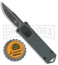 Boker Plus USB OTF Black Automatic Knife Aluminum - Gray SW Plain -OTF Knives Shop Boker Plus USB OTF Auto Gray Aluminum Black SW BHQ 125998 jr bottlecap large