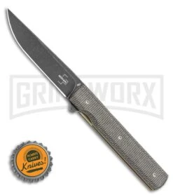 Boker Plus Urban Trapper Green Micarta Liner Lock Knife ( Black Plain) -OTF Knives Shop Boker Plus Urban Trapper Knife Liner Green Micarta 3.3 Black 01BO705 BHQ 118391 LS Bottlecap large