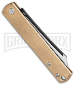 Boker Plus Zensin 42 Brass Slip Joint Knife - Satin Plain -OTF Knives Shop Boker Plus Zensin 42 Slip Joint Knife Brass 3in Satin BHQ 139173 td side large