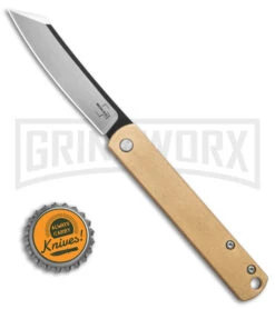 Boker Plus Zensin 42 Brass Slip Joint Knife - Satin Plain -OTF Knives Shop Boker Plus Zensin 42 Slip Joint Knife Brass 3in Satin BHQ 139173 td size large