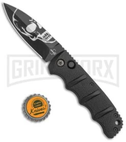 Boker Kalashnikov Skull Black Automatic Knife - Dagger Black Plain -OTF Knives Shop Boker Skull Kalashnikov Dagger Auto Black D2 BHQ 48870 jr bottlecap large