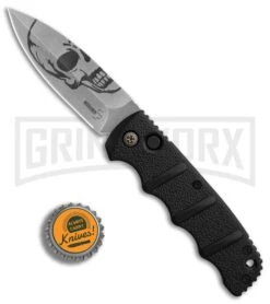 Boker Kalashnikov Skull Black Automatic Knife - D2 Dagger Stonewash Plain -OTF Knives Shop Boker Skull Kalashnikov Dagger SW BHQ 75532 er bottlecap large