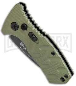 Boker Stubby Strike OD Green Automatic Knife - Black Stonewash -OTF Knives Shop Boker Stubby Strike CA Legal Auto OD Green Smokewash 01BO442NSOI BHQ 99648 jr spine large