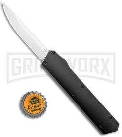 Boker USA Black Kwaiken OTF Automatic Knife - Satin Plain -OTF Knives Shop Boker USA Kwaiken OTF Auto Black Aluminum SW 06EX551 BHQ 115743 jr bottlecap large