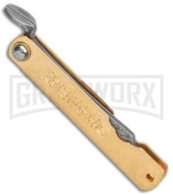 Boker Higonokami Bonsai Hikari Flipper Knife Brass - Damascus Reverse Tanto 6 Boker Higonokami Bonsai Hikari Flipper Knife Brass - Damascus Reverse Tanto -OTF Knives Shop Higonokami Bonsai Irogane Hoseki Brass Damascus BHQ 126248 jr side large