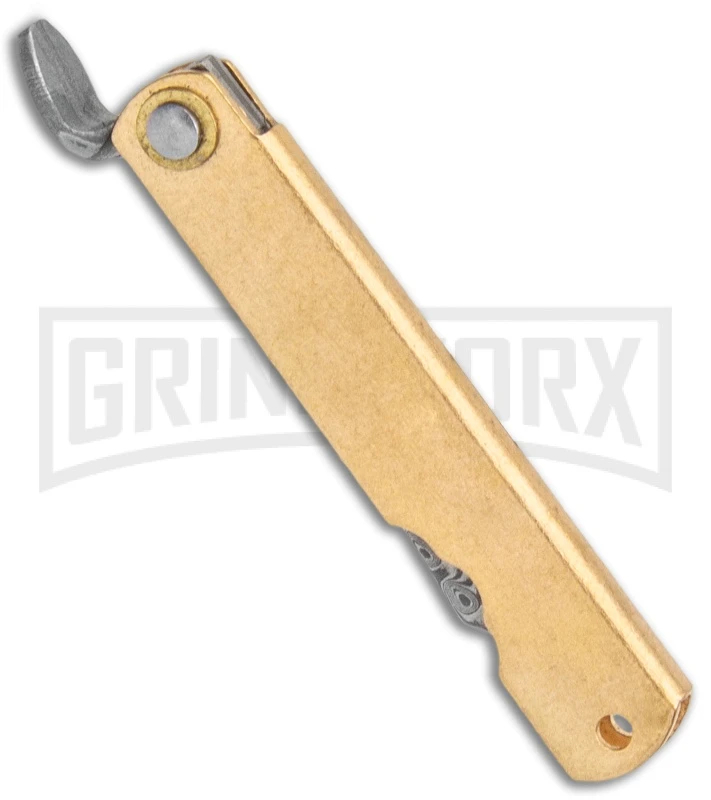 Boker Higonokami Bonsai Hikari Flipper Knife Brass - Damascus Reverse Tanto 2 Boker Higonokami Bonsai Hikari Flipper Knife Brass - Damascus Reverse Tanto - Image 2
