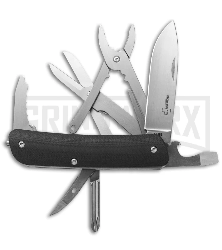 Boker Plus City 5 Tech-Tool Black G-10 Folding Knife - Satin Plain 1 Boker Plus City 5 Tech-Tool Black G-10 Folding Knife - Satin Plain