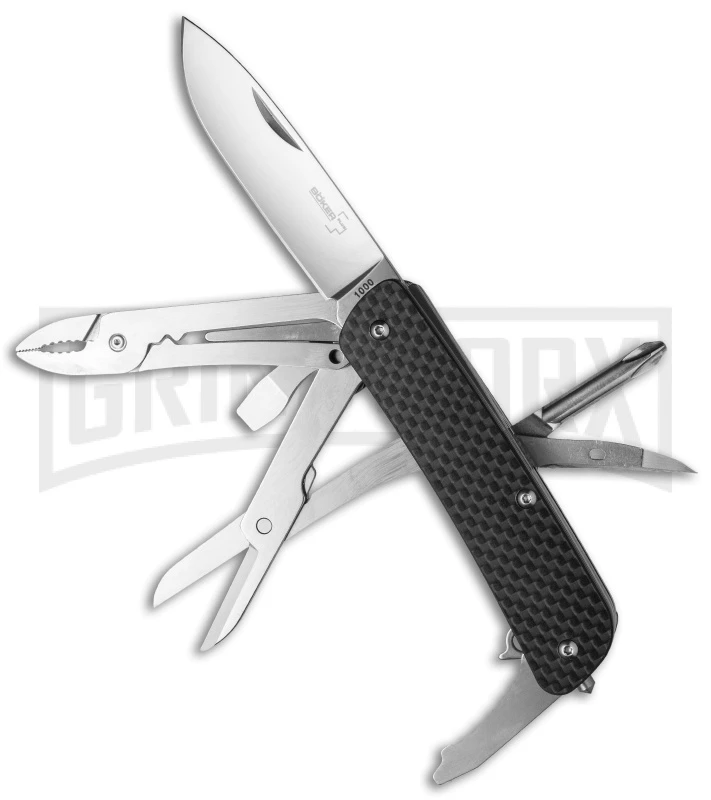 Boker Plus 5 Tech-Tool Carbon Fiber Folding Knife - Satin Plain 1 Boker Plus 5 Tech-Tool Carbon Fiber Folding Knife - Satin Plain