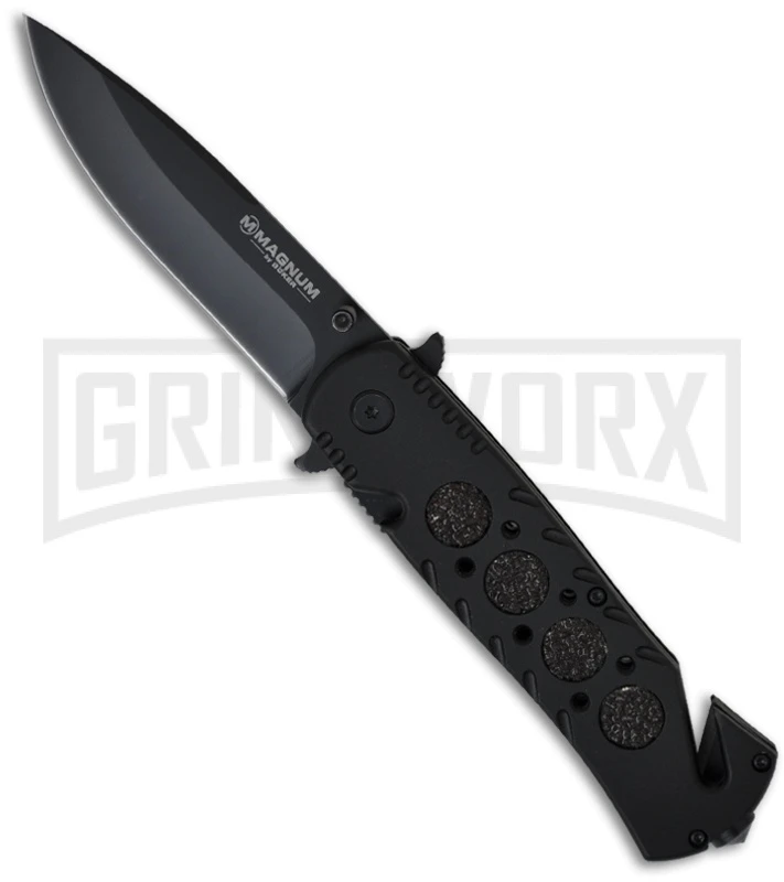 Boker Magnum Rescue BK Folding Knife - Black Plain 1 Boker Magnum Rescue BK Folding Knife - Black Plain