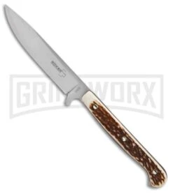 Boker Plus Stag Scout Fixed Blade Knife - Satin Plain