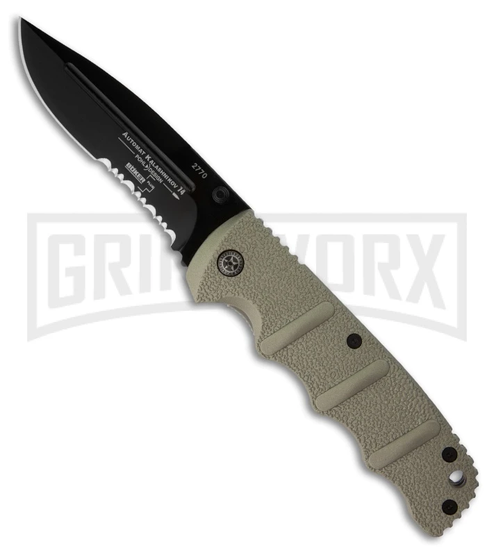 Boker Grey Kalashnikov Folding Knife - Black Serr 1 Boker Grey Kalashnikov Folding Knife - Black Serr