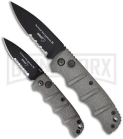 Boker Mini Kalashnikov Gray Automatic Knife - Black Serr -OTF Knives Shop boker kalashnikov mini 01kals73b size comparison large