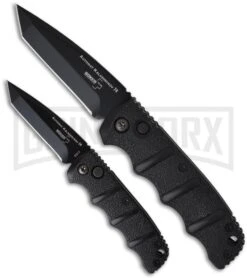 Boker Black Mini Kalashnikov Black Automatic Knife - D2 Black Plain -OTF Knives Shop boker kalashnikov mini 01kals73bt size comparison large