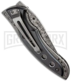 Boker Magnum Snowflake Damascus Pattern Folding Knife - Satin Plain -OTF Knives Shop boker magnum 01gl0623 side large