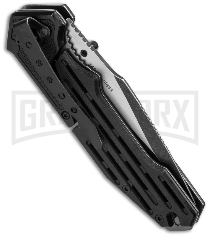 Boker Magnum Classic Pocket Knife Black G-10 Folding Knife - Two-Tone Serr 2 Boker Magnum Classic Pocket Knife Black G-10 Folding Knife - Two-Tone Serr - Image 2