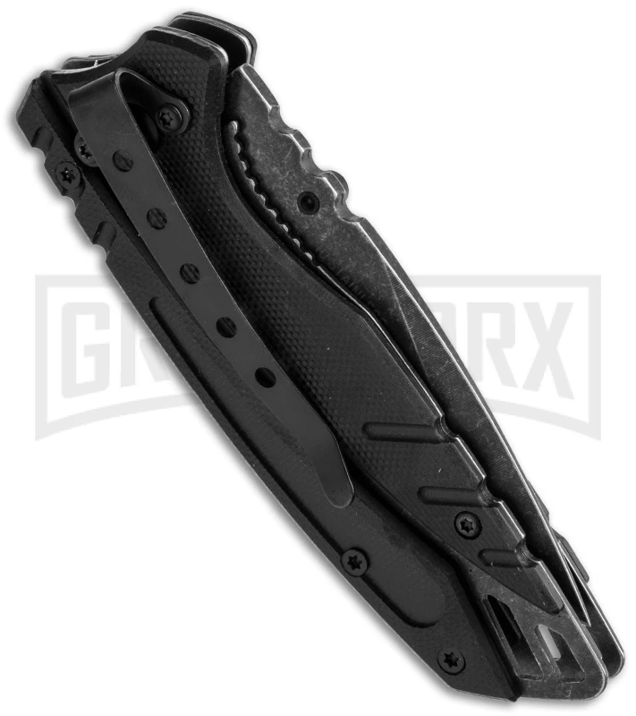 Boker Magnum Black G-10 Spring Assisted Knife - Stonewash Plain 2 Boker Magnum Black G-10 Spring Assisted Knife - Stonewash Plain - Image 2