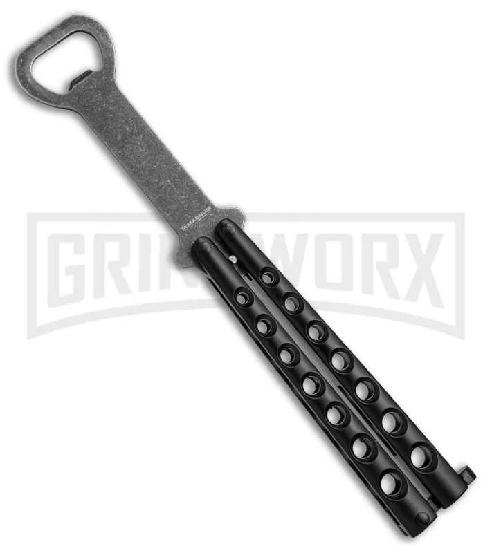 Boker Magnum 09SC011 Balisong Black Bottle Opener Butterfly Trainer - Black SW 1 Boker Magnum 09SC011 Balisong Black Bottle Opener Butterfly Trainer - Black SW