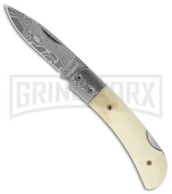 Boker Magnum Damascus Bone Folding Knife - Damascus Plain