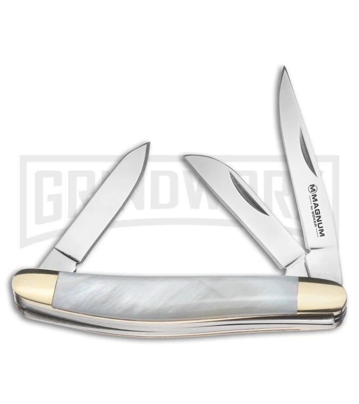 Boker Magnum Micro Pearl Stockman Mother Of Pearl Pocket Knife 1 Boker Magnum Micro Pearl Stockman Mother Of Pearl Pocket Knife