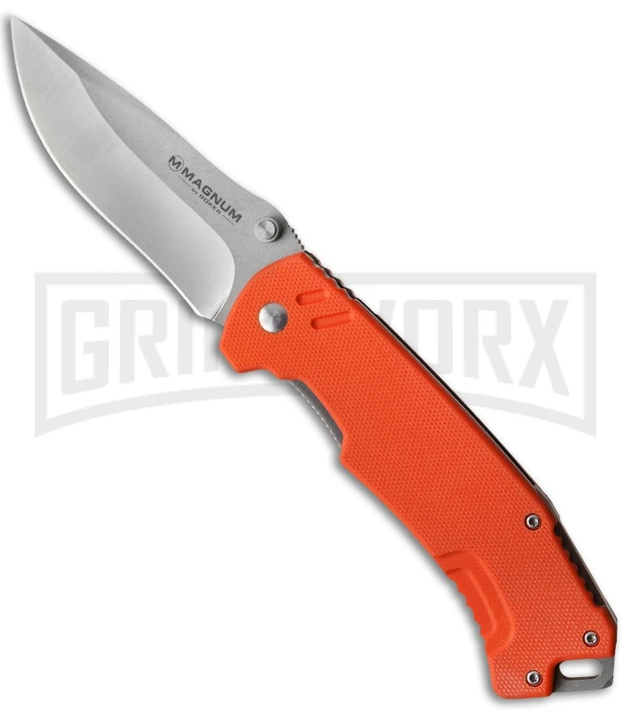 Boker Magnum Orange Flair Folding Knife - Stonewash Plain 1 Boker Magnum Orange Flair Folding Knife - Stonewash Plain