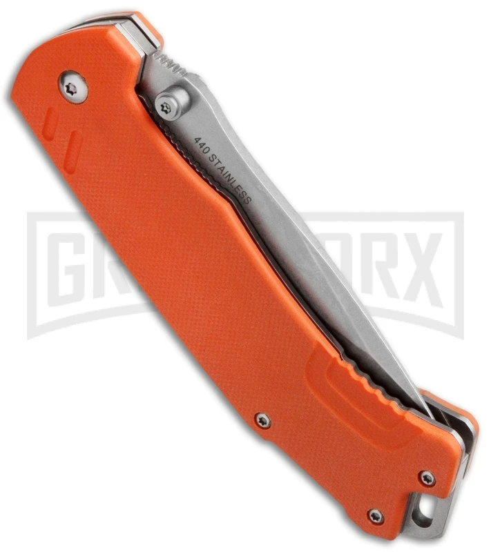 Boker Magnum Orange Flair Folding Knife - Stonewash Plain 2 Boker Magnum Orange Flair Folding Knife - Stonewash Plain - Image 2