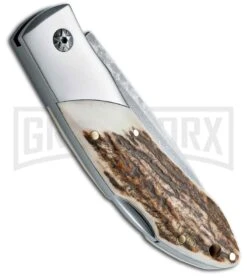 Boker Magnum Caveman Outdoorsman Folding Knife - Damascus Plain -OTF Knives Shop boker magnum outdoorsman back large