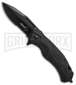 Boker Plus Savior 2 Black Liner Lock Knife - Black Serr