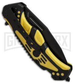 Boker Plus Savior 3 Yellow Liner Lock Knife - Black Serr -OTF Knives Shop boker plus savior 1 black yellow 01BO322 BHQ 36337 er side large
