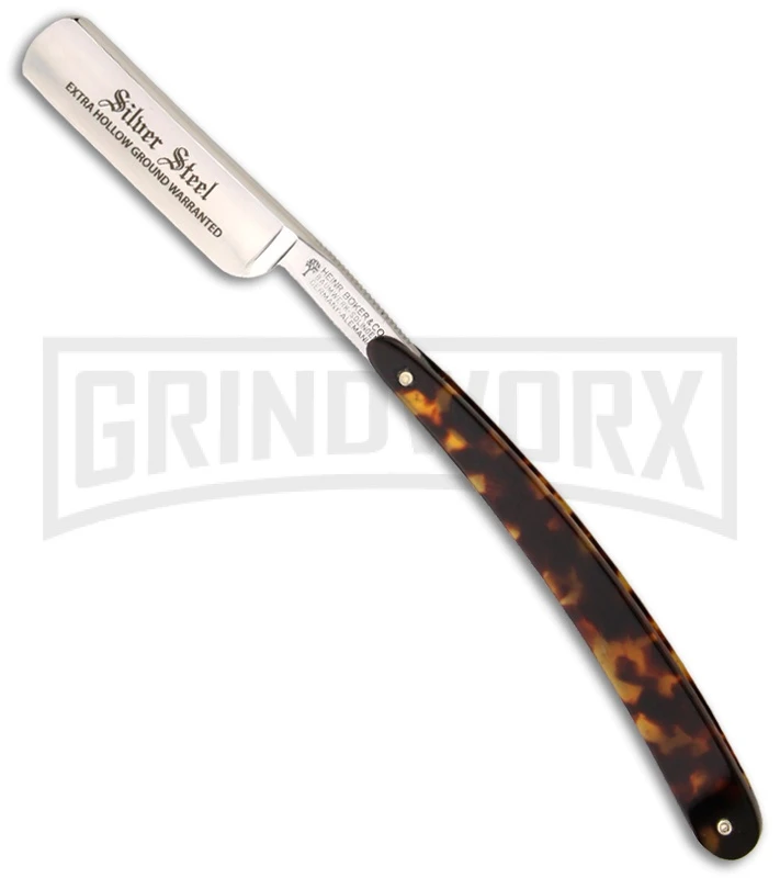 Boker Rasiermesser Silver Steel Straight Razor Blade W/ Tortoise Handle 1 Boker Rasiermesser Silver Steel Straight Razor Blade W/ Tortoise Handle