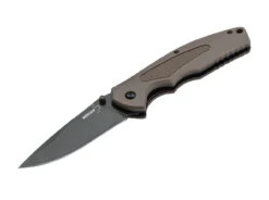 Boker Plus Gemini NGA Linerlock BOP01BO504, 3.5" D2 Black Plain Blade, Coyote FRN Handle