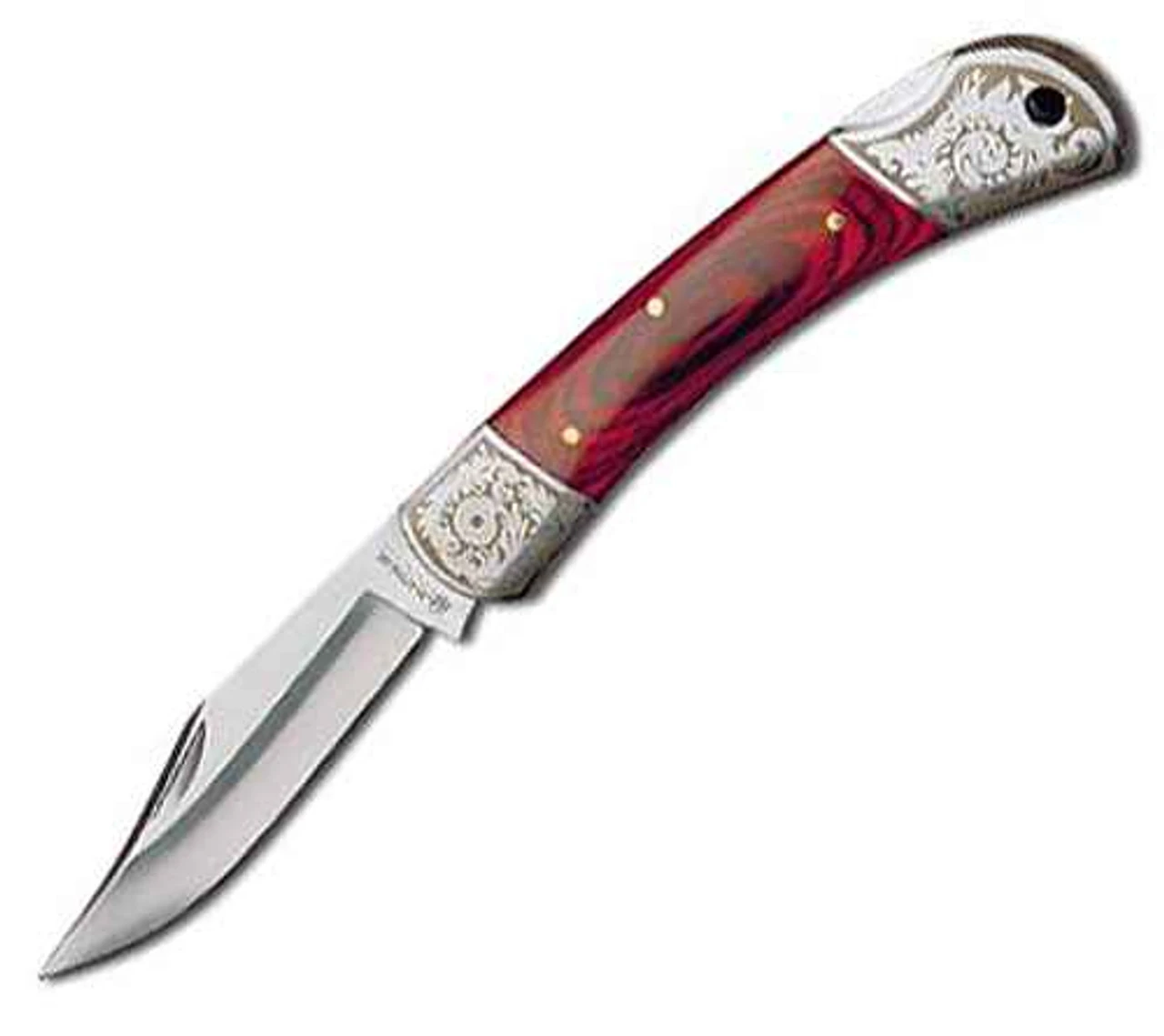 Boker Magnum Lockback, 420 Stainless Steel, Pakkawood W/ Etched Bolsters 1 Boker Magnum Lockback, 420 Stainless Steel, Pakkawood W/ Etched Bolsters