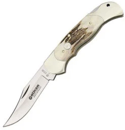Boker Optima Lockback, 440-C Stainless Interchangeable Blade, Staghorn Handle