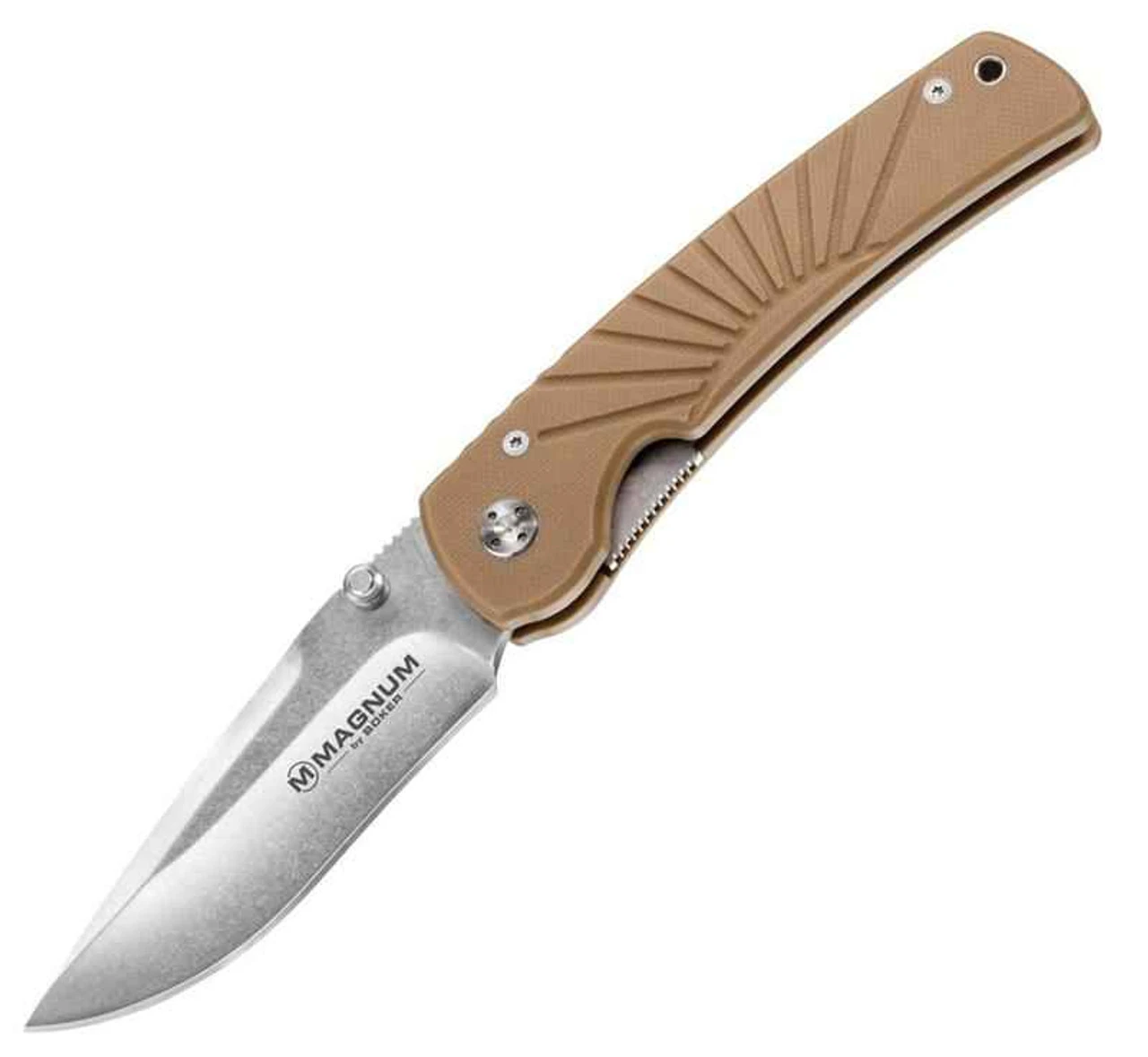 Boker Magnum Sunrise Folder, 440, Tan G-10 Handle 1 Boker Magnum Sunrise Folder, 440, Tan G-10 Handle